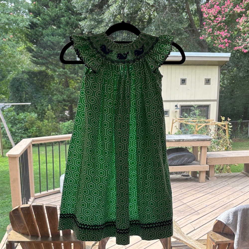 Stylish Green Patterned Kids Dress